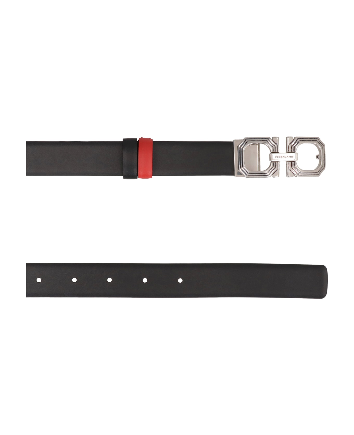 Ferragamo Gancini Reversible Leather Belt - red