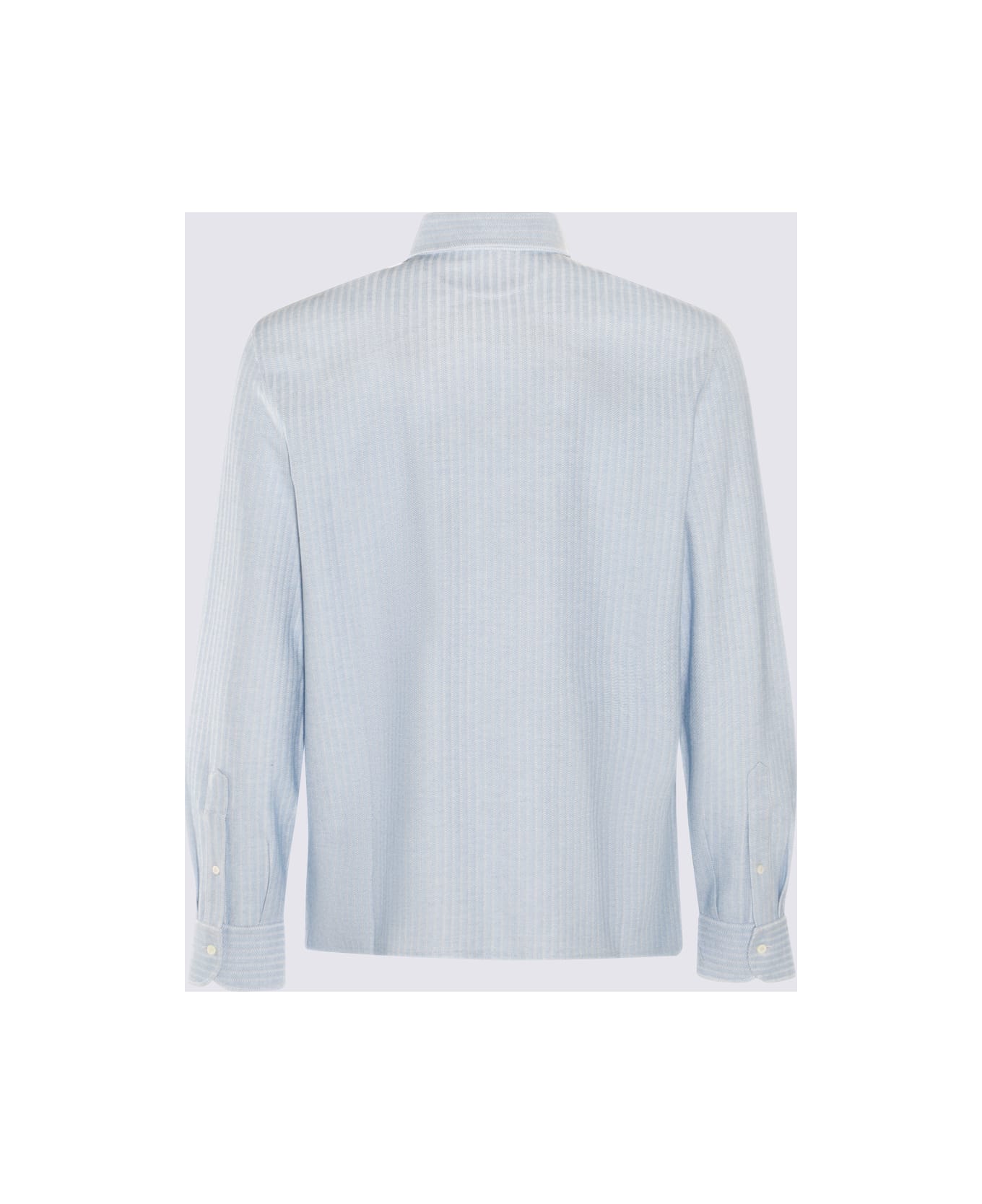 Brunello Cucinelli Light Blue Cotton And Silk Blend Polo Shirt - Blue ポロシャツ