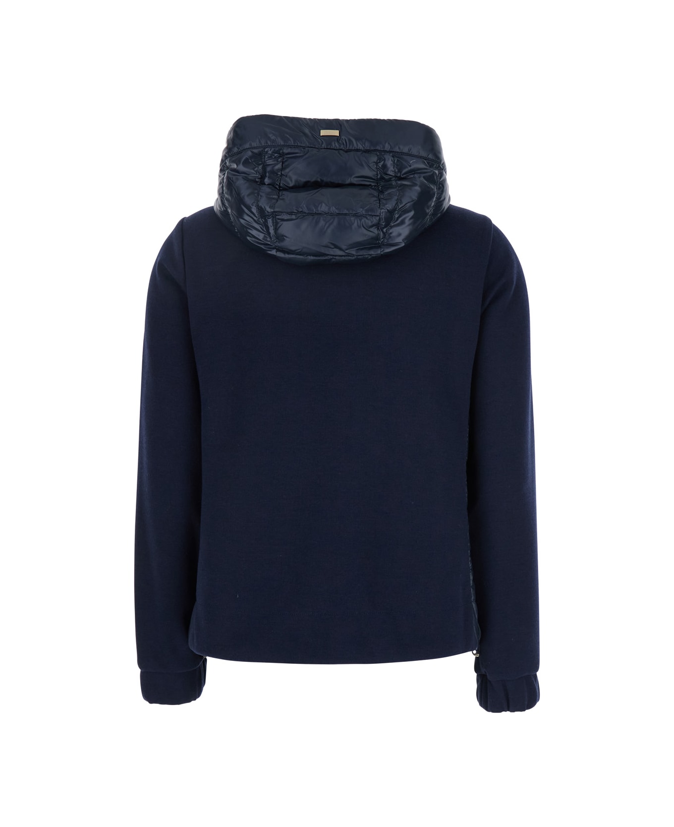 Herno Blue Sweatshirt With Fixed Drawstring Hood In Tech Fabric Woman - Blu