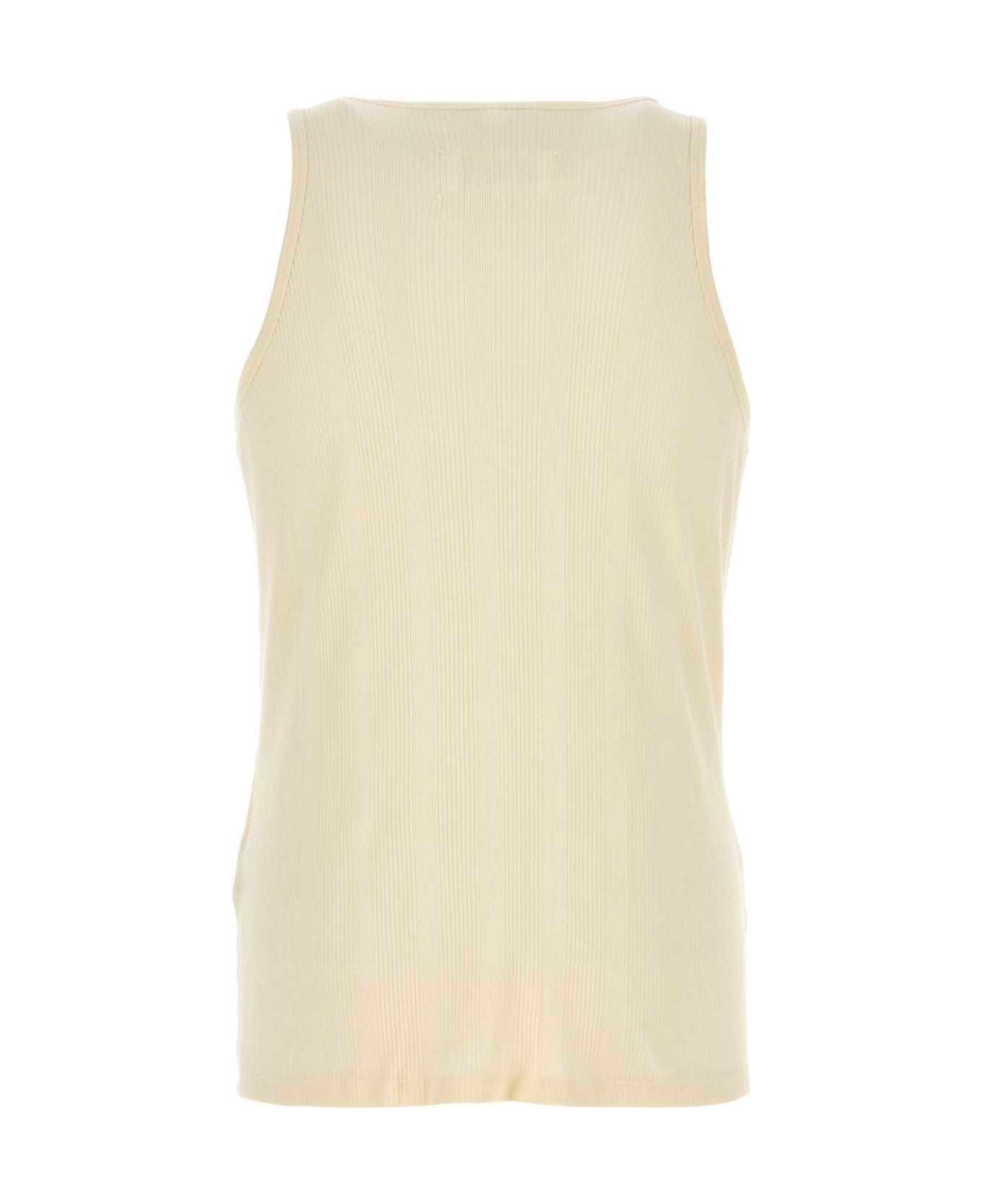 Maison Margiela Ivory Cotton Blend Tank Top - BEIGE