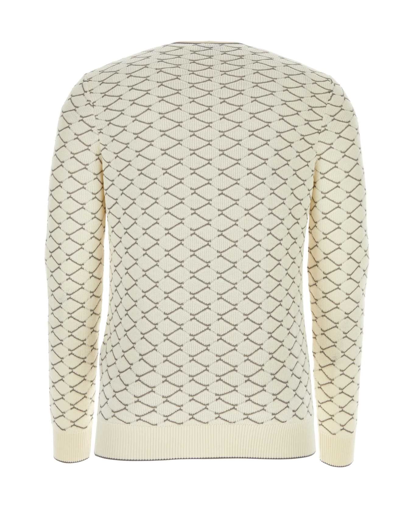 Giorgio Armani Ivory Cotton Blend Sweater - GESSO