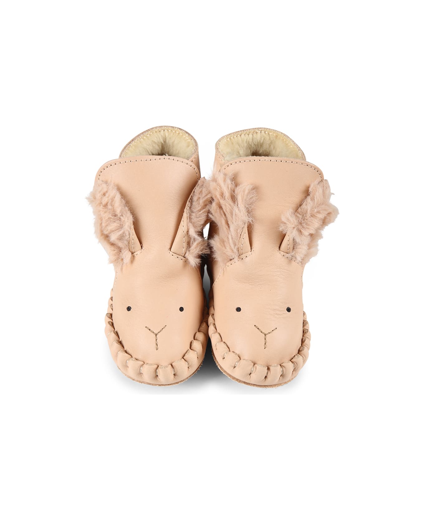 Donsje Beige Ankle Boots For Babykids With Rabbit - Beige