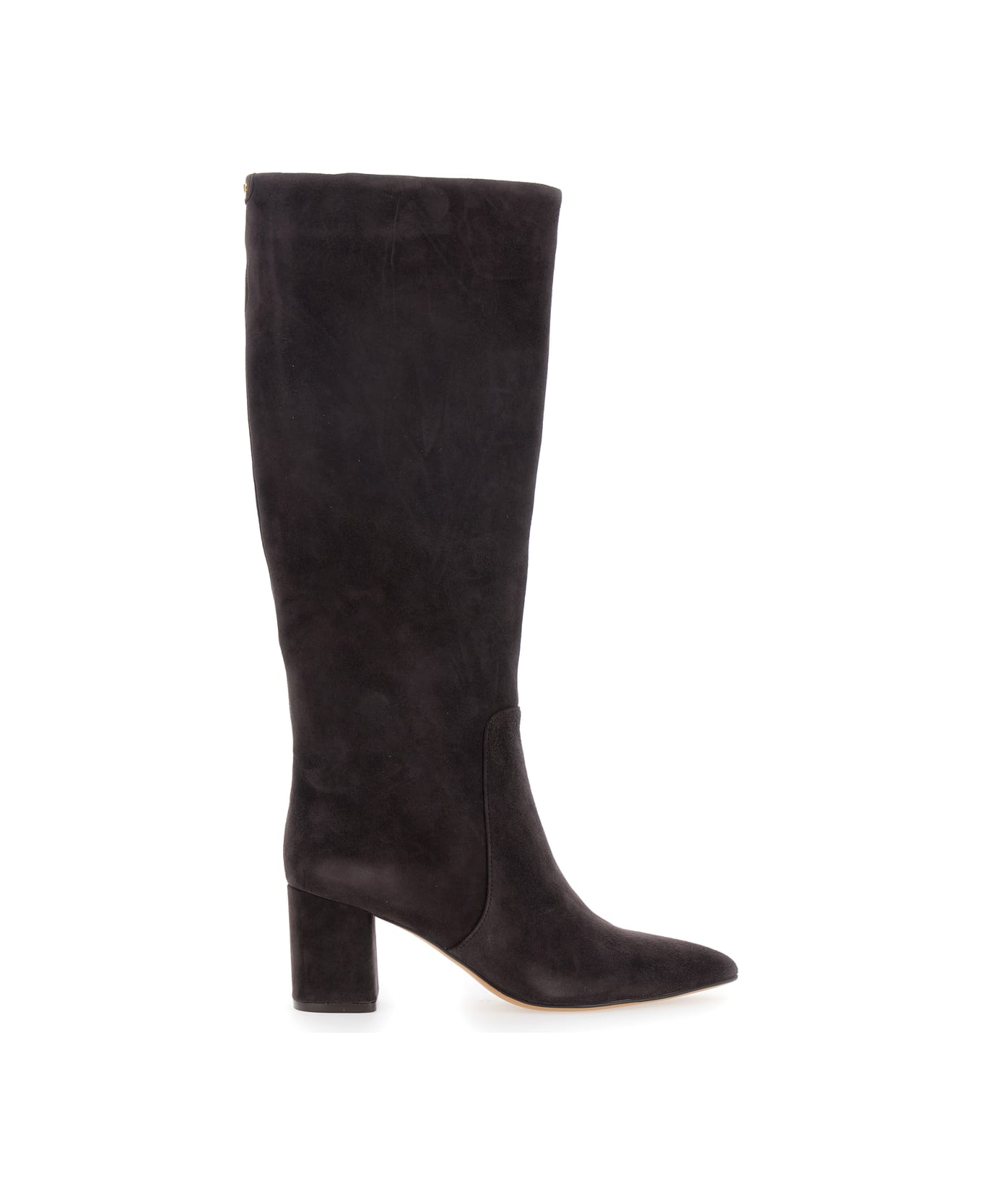 TwinSet Brown Knee High Boots With Back Logo Detail In Suede Woman - Brown