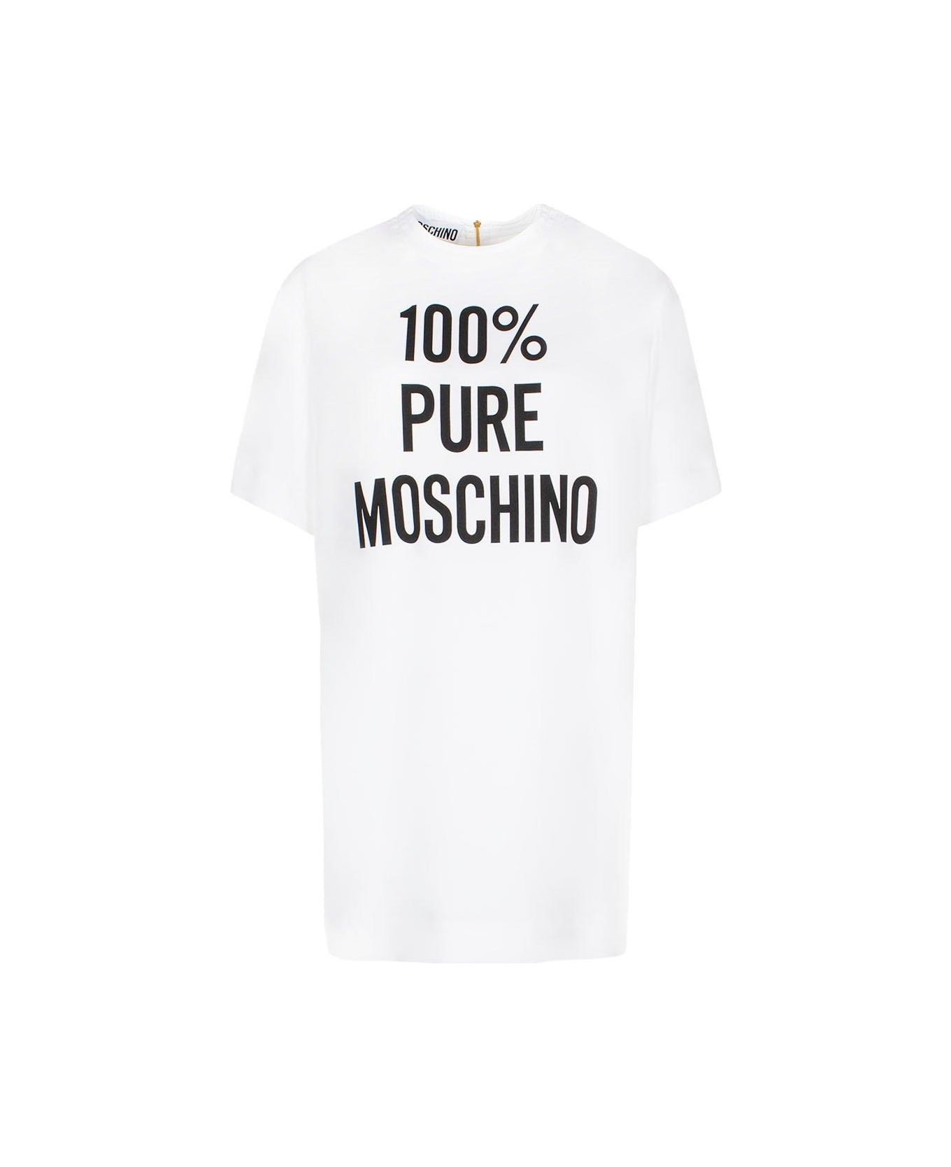Moschino Logo Printed T-shirt Mini Dress - WHITE/BLACK