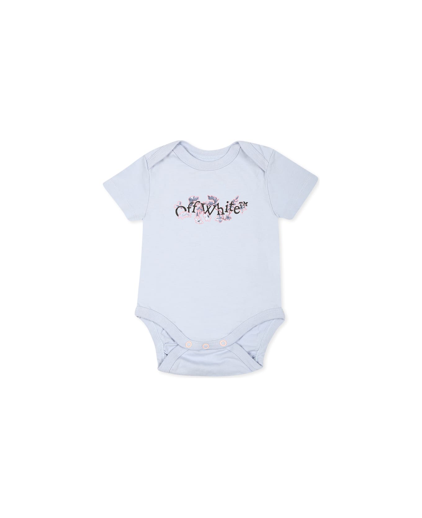 Off-White Multicolor Bodysuit Set For Baby Girl With Logo - Multicolor