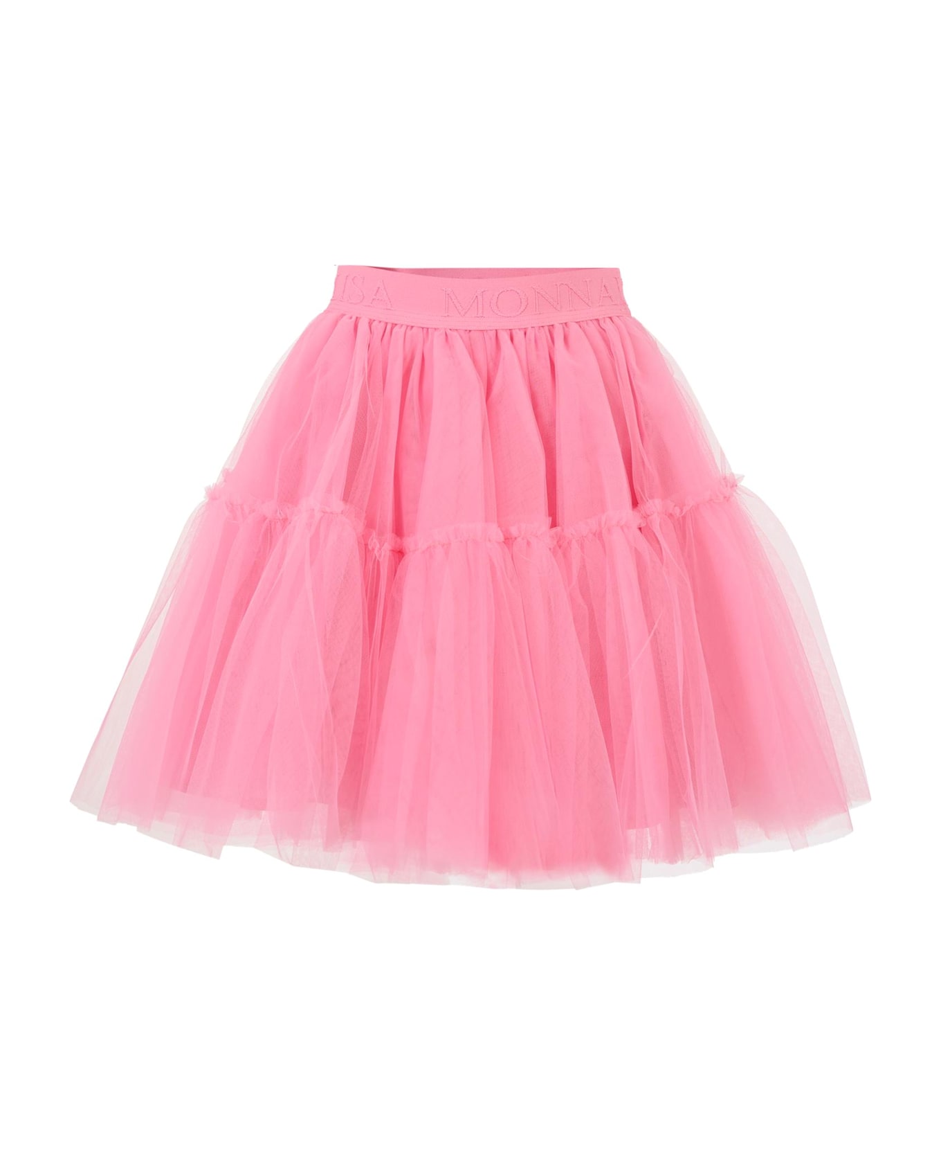 Monnalisa Pink Skirt For Girl With Logo - Pink