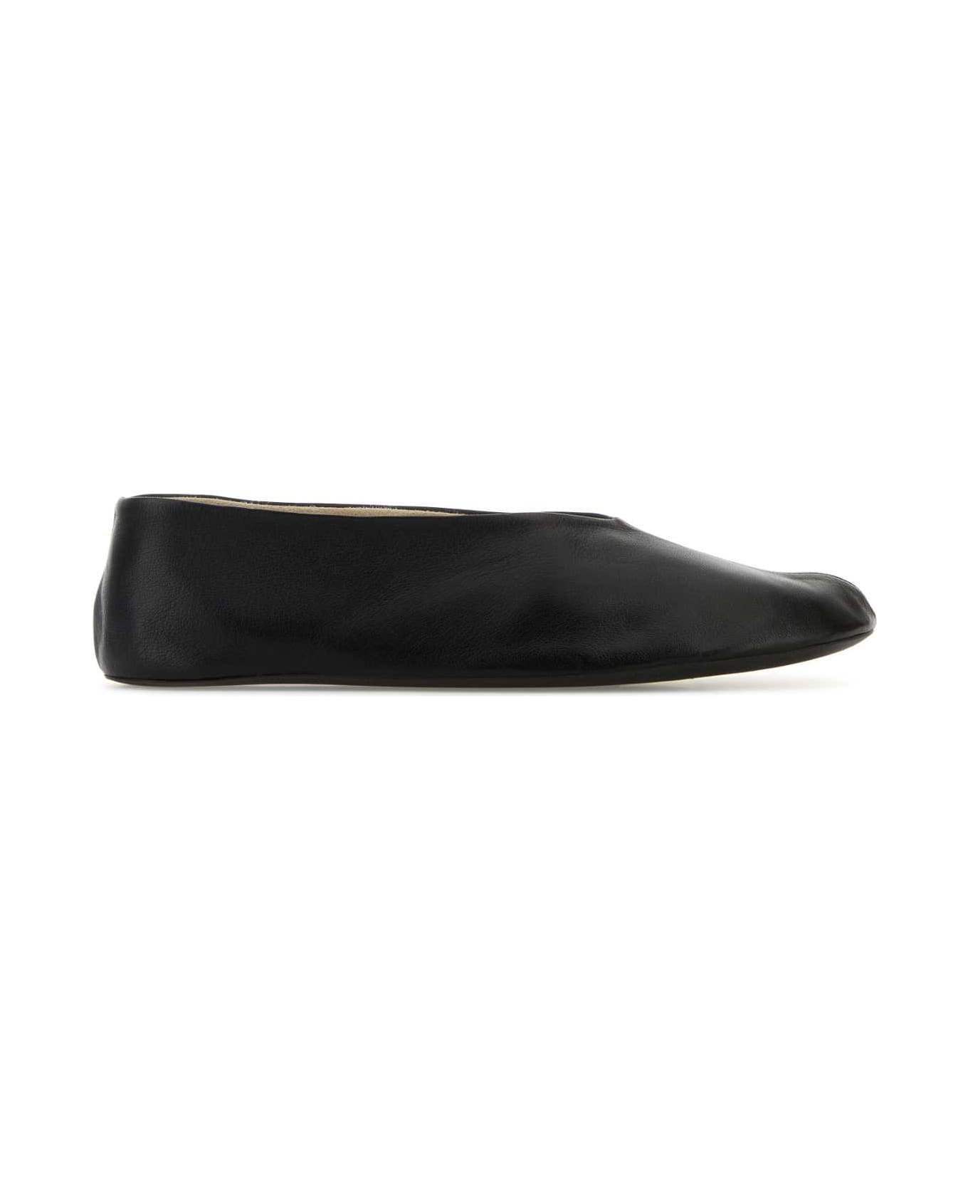 The Row Black Nappa Leather Strella Ballerinas - BLACK