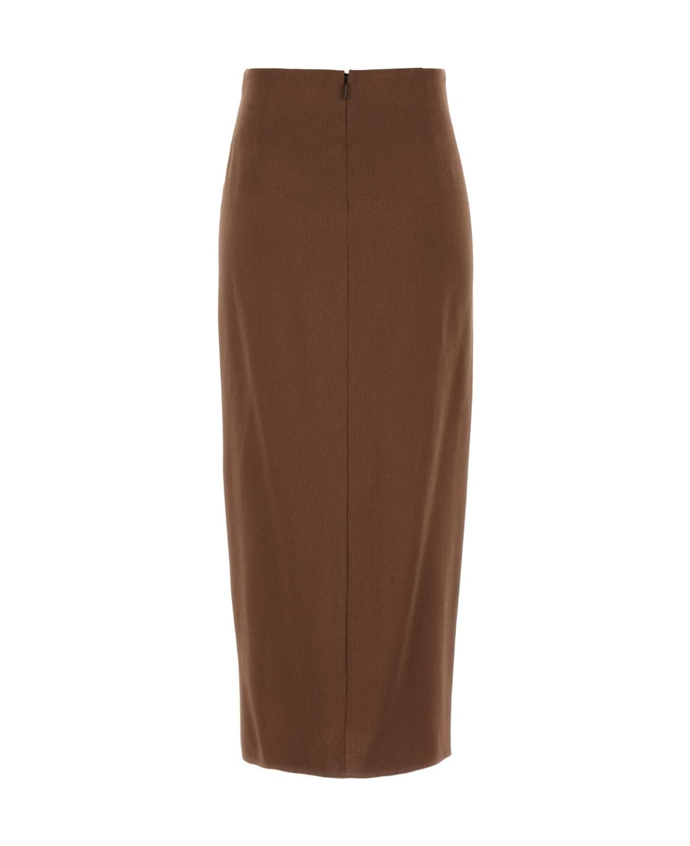 Blazé Milano Brown Crepe Novalis Skirt - NOUGAT