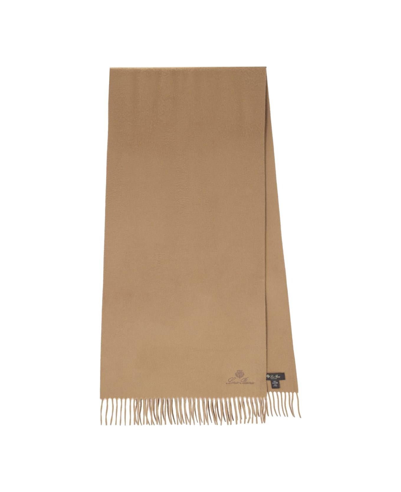 Loro Piana Large Logo Cashmere Scarf - Brown