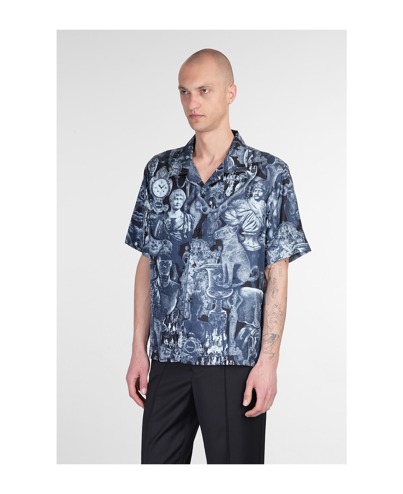 Shirt In Blue Silk - Thumbnail 5