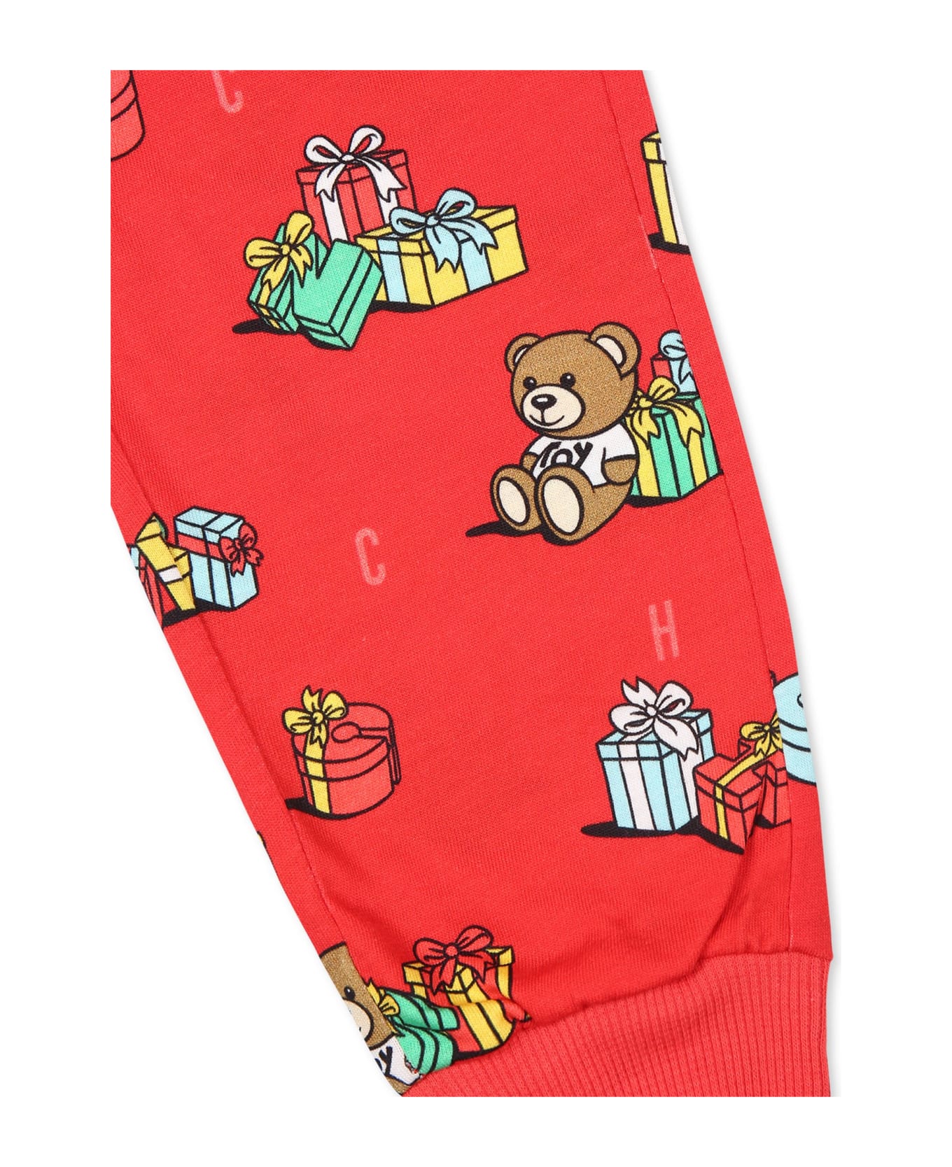 Moschino Red Suit For Babykids With Teddy Bear And Gift - Red