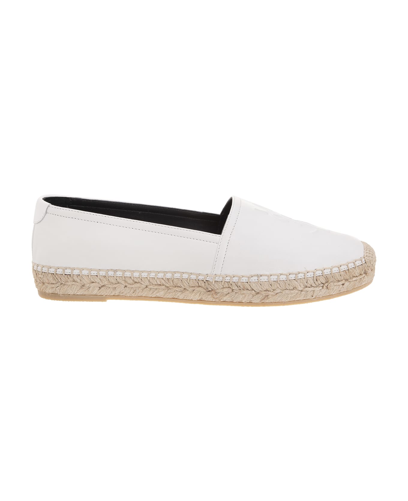 Saint Laurent White Leather Woman Espadrilles - Blanc opt