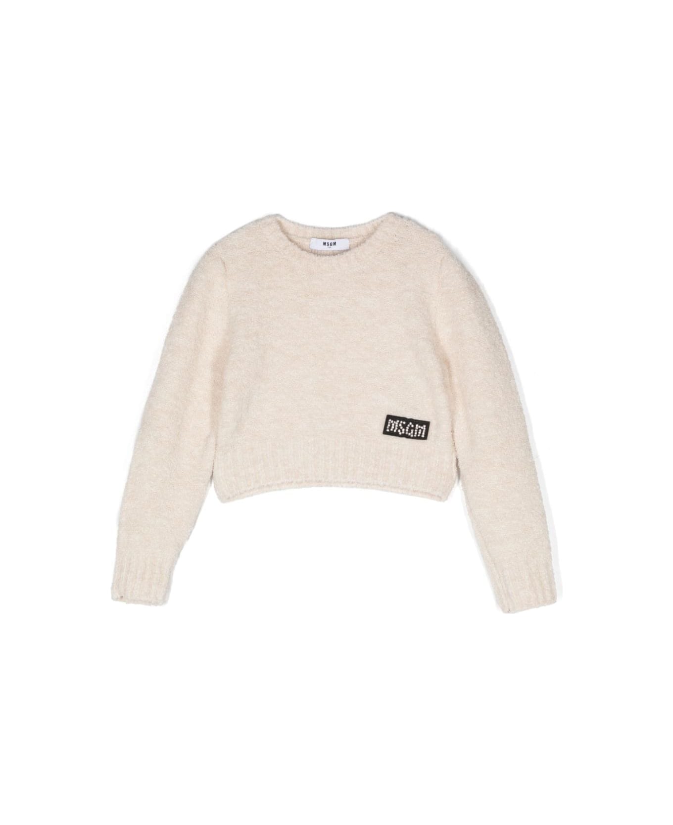 MSGM Pull Con Logo - Cream