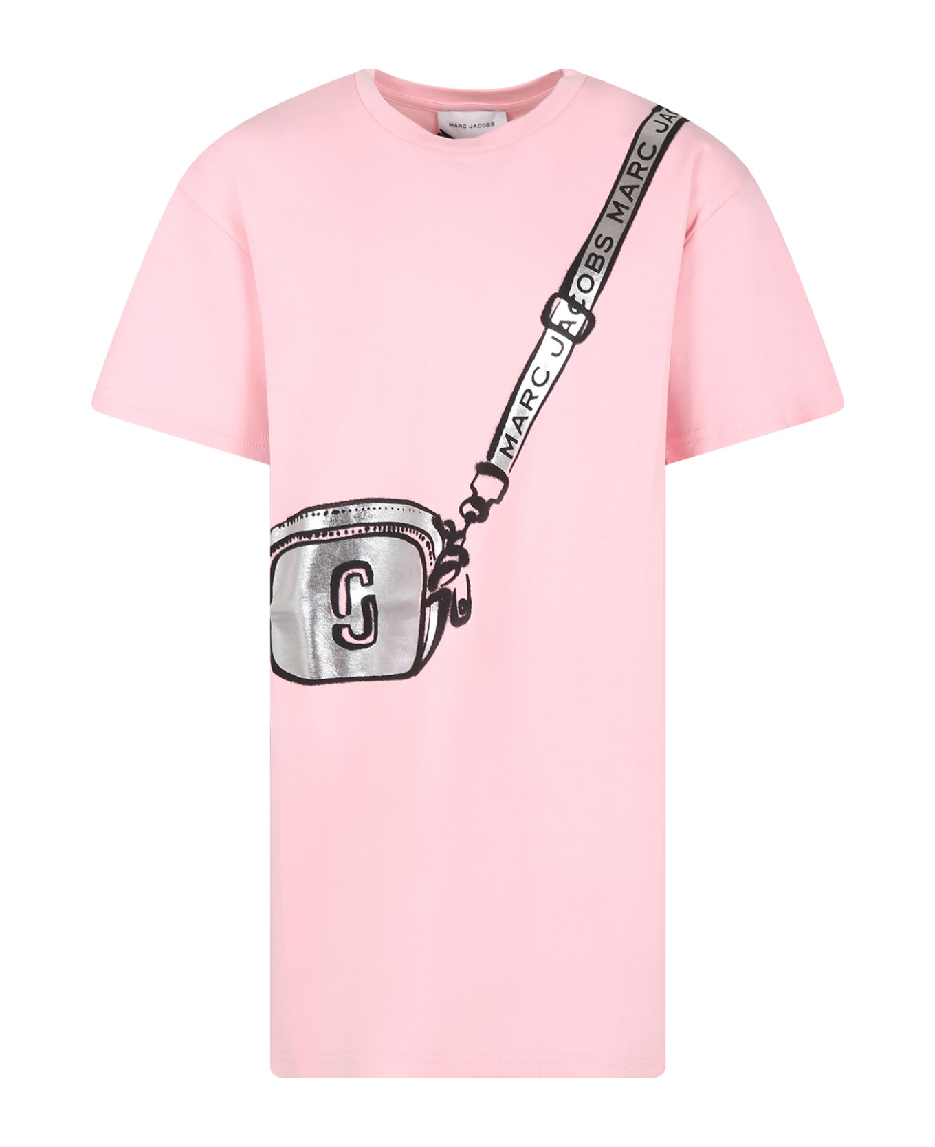 Marc Jacobs Pink Dress For Girl With Bag Print And Logo - Pink
