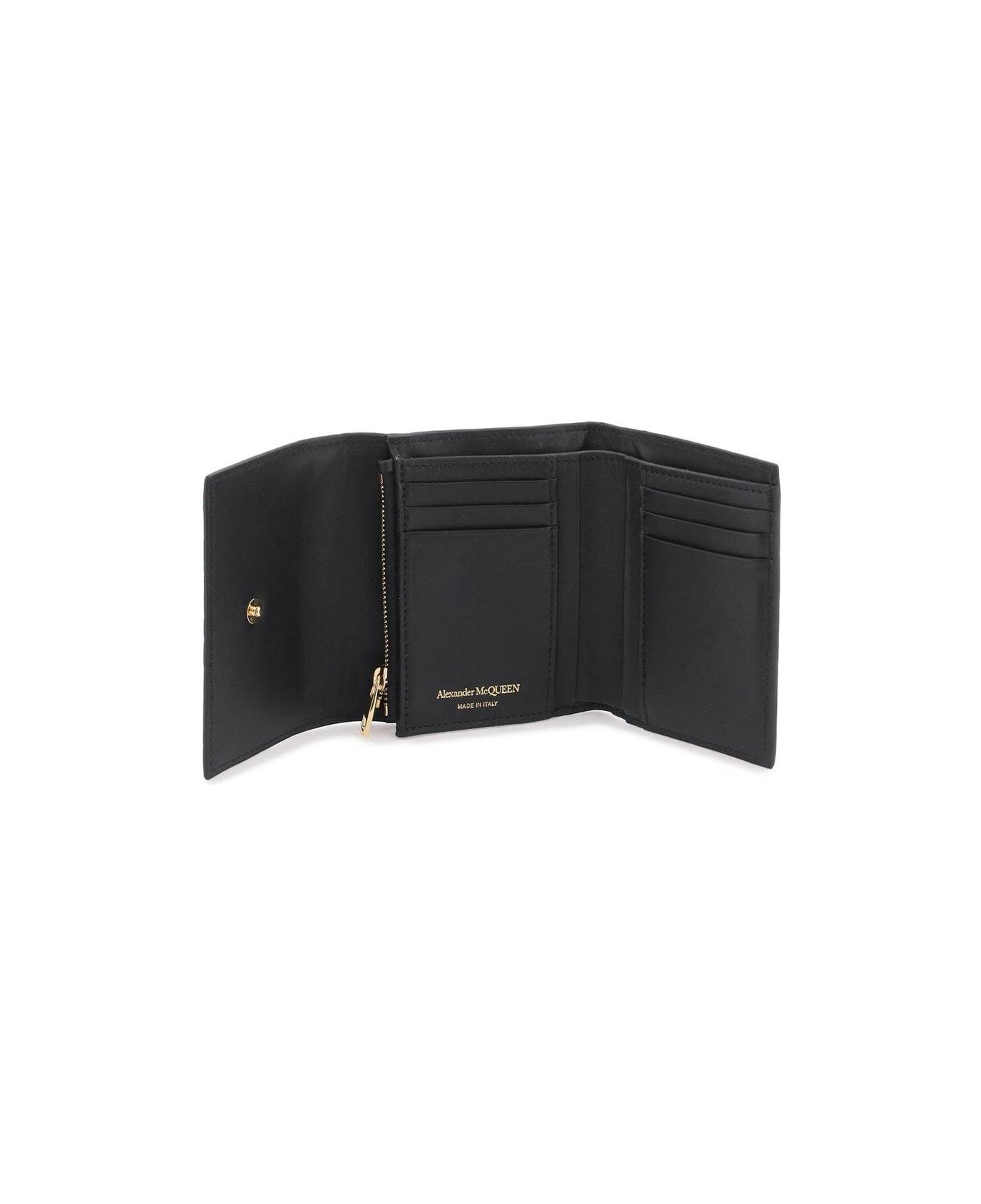 Alexander McQueen Skull-charm Embossed Tri-fold Wallet - Black