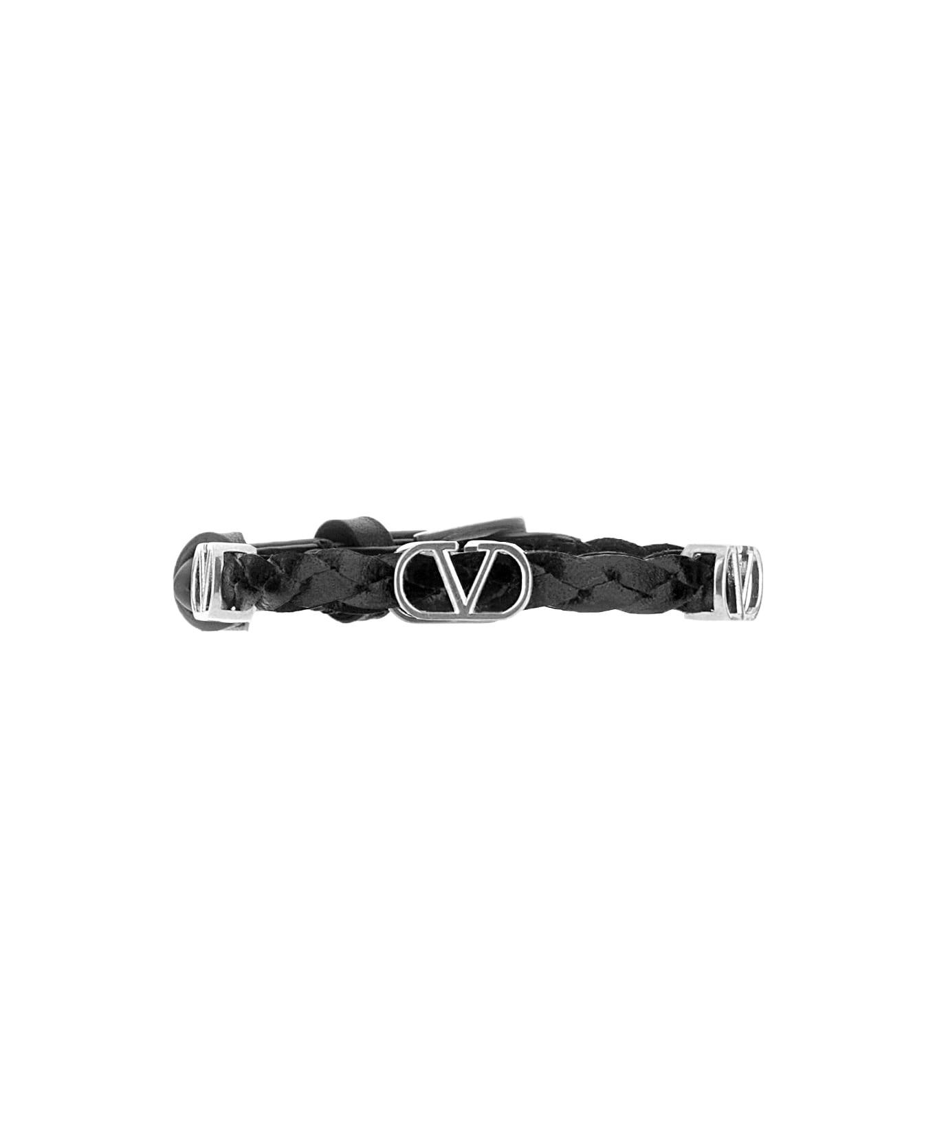 Valentino Garavani Black Leather Bracelet - Nero