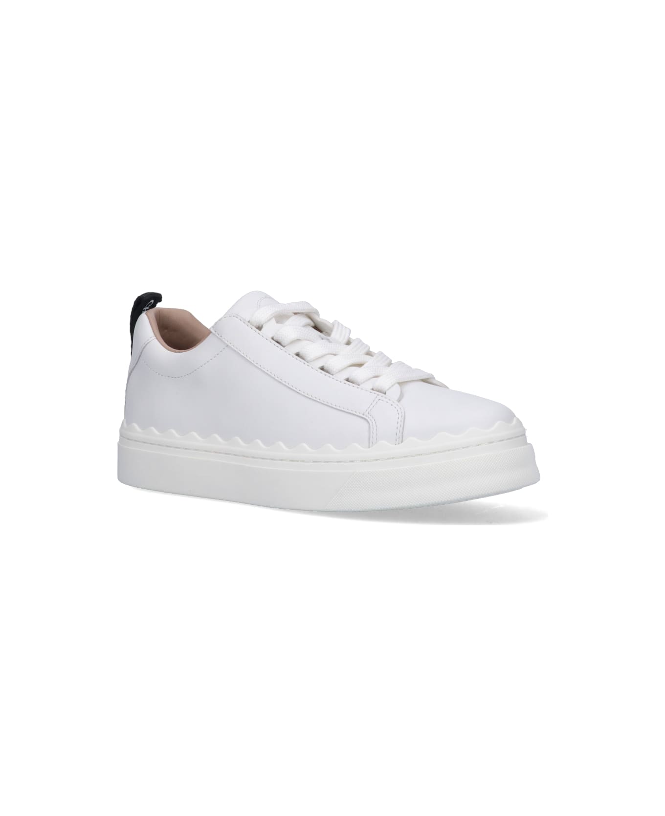 Chloé Lauren Sneakers In White Leather - Bianco