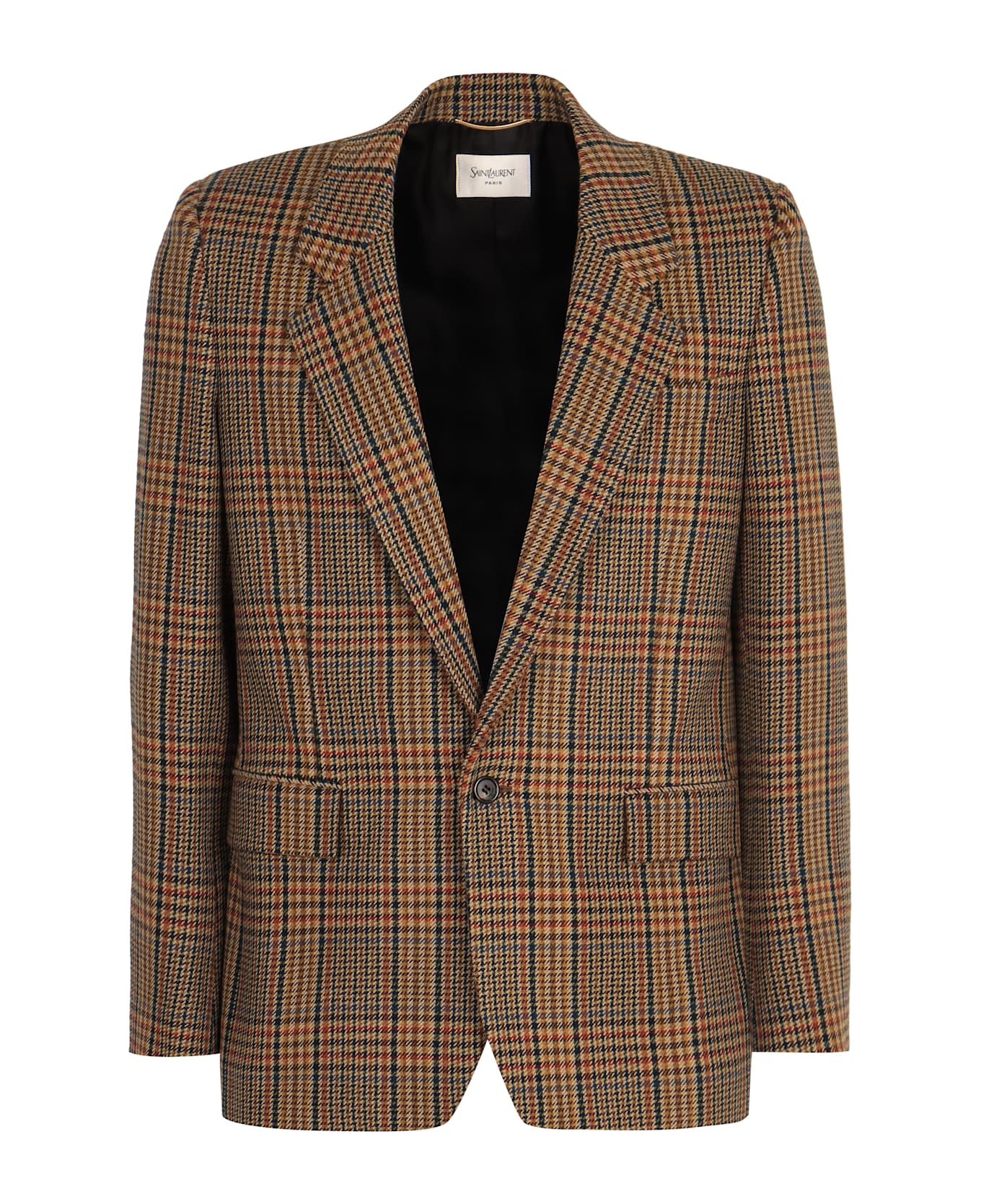 Saint Laurent Prince Of Wales Checked Jacket - Beige