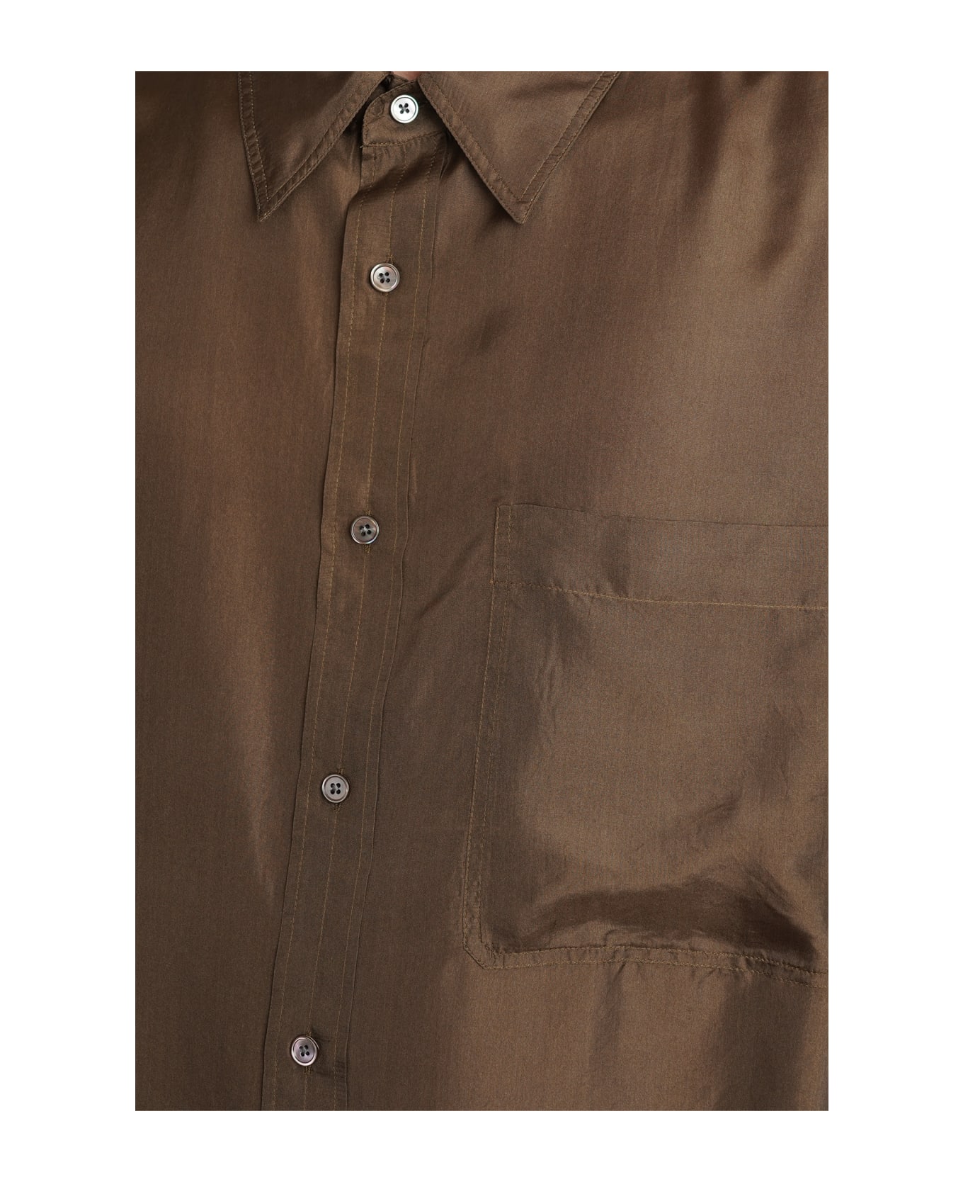 Lemaire Shirt In Brown Silk - Dark Tobacco シャツ