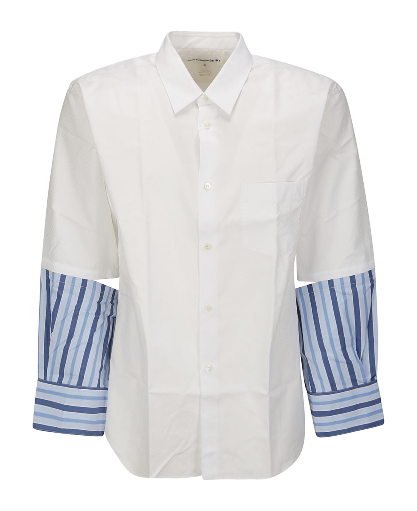 Comme des Garçons Shirt Cotton Dobby Check X Cotton Stripe Poplin - WHITE/STRIPE