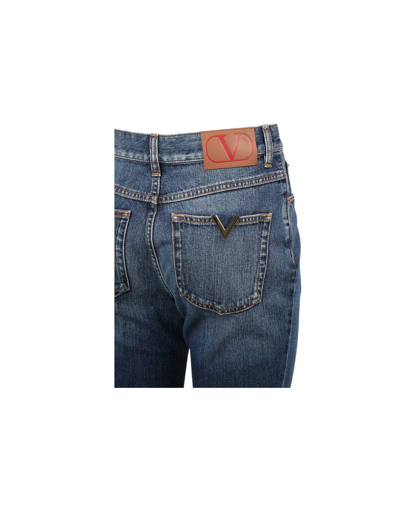 Valentino Bootcut Jeans In Cotton Denim - Medium blue denim