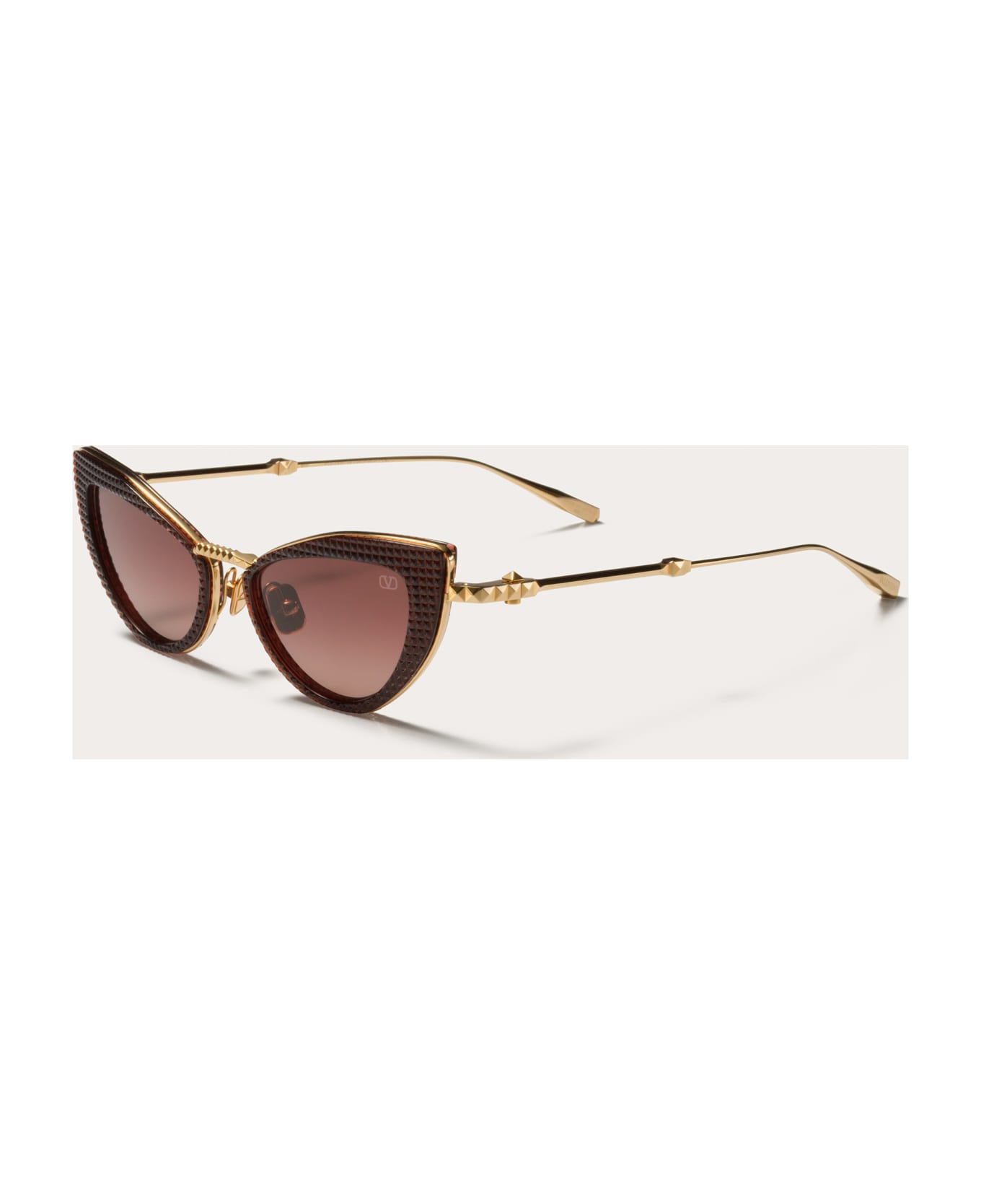 Valentino Eyewear Viii - White Gold / Crystal Burgundy Sunglasses - gld  red
