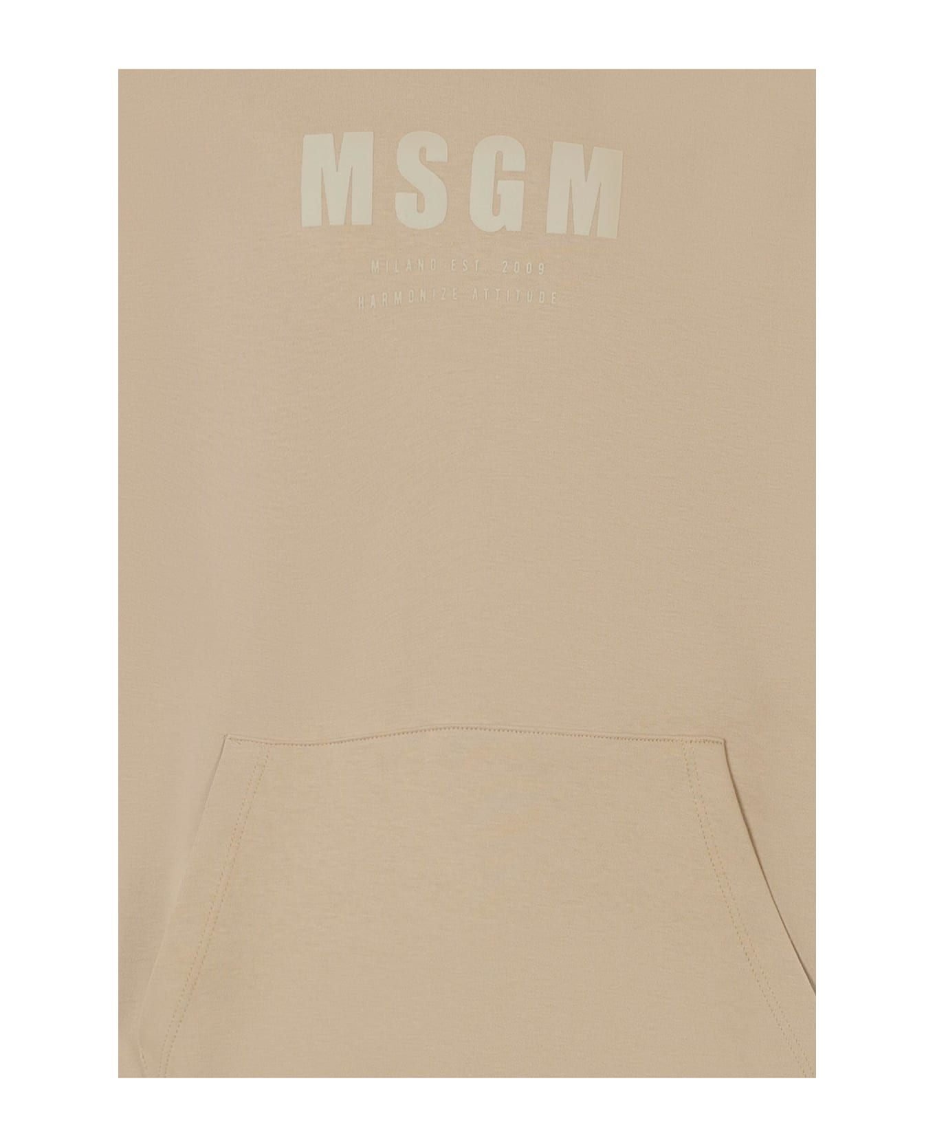 MSGM Beige Sweatshirt For Kids With Logo - Beige