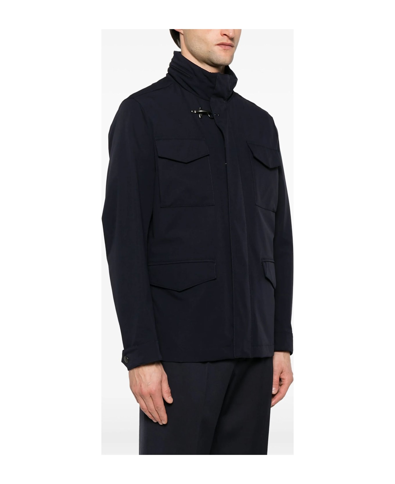 Fay Short Nylon Stretch Field Jacket - Blue