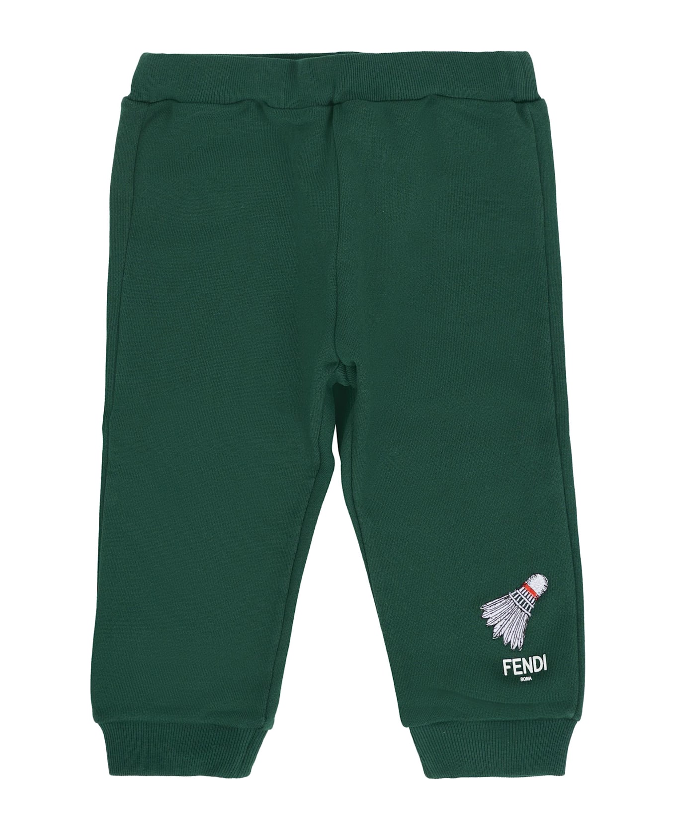 Fendi Green Trousers For Baby Boy With Logo - Green ボトムス