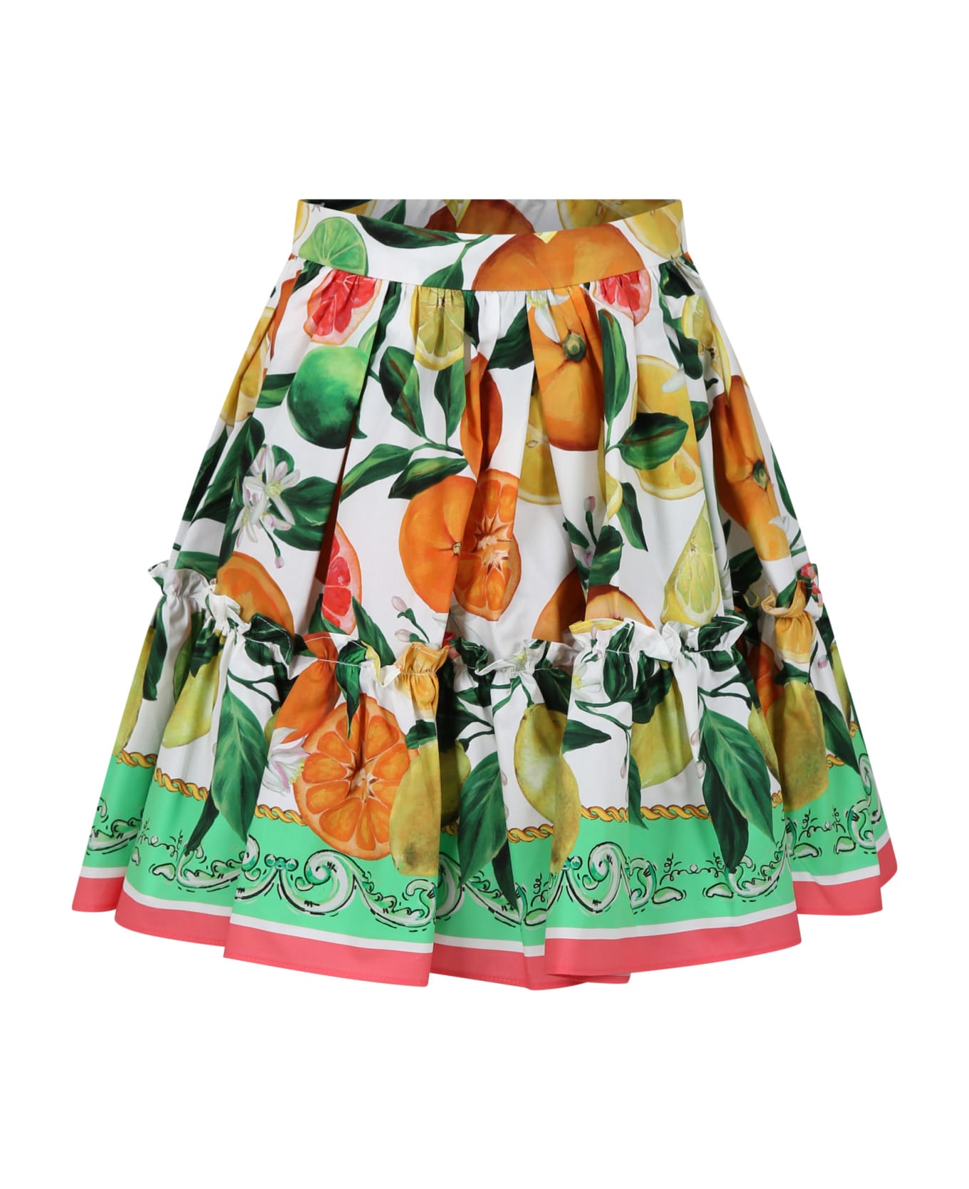 Dolce swim & Gabbana Multicolor Skirt For Girl With All-over Fruits - Multicolor