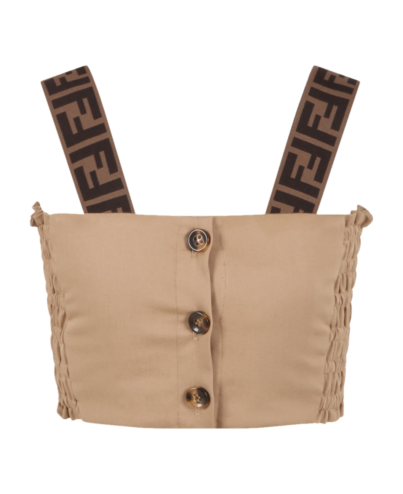 Fendi Beige Top For Girl With Double Ff - Beige