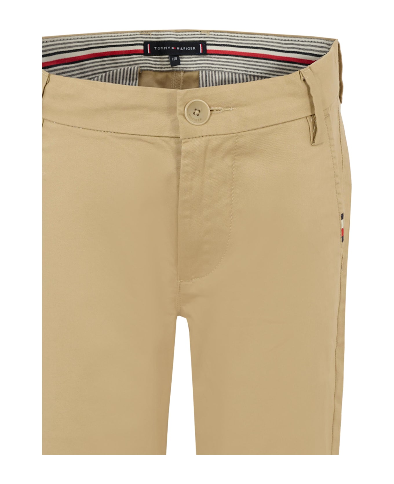 Tommy Hilfiger Beige Trousers For Boy With Flag - Beige