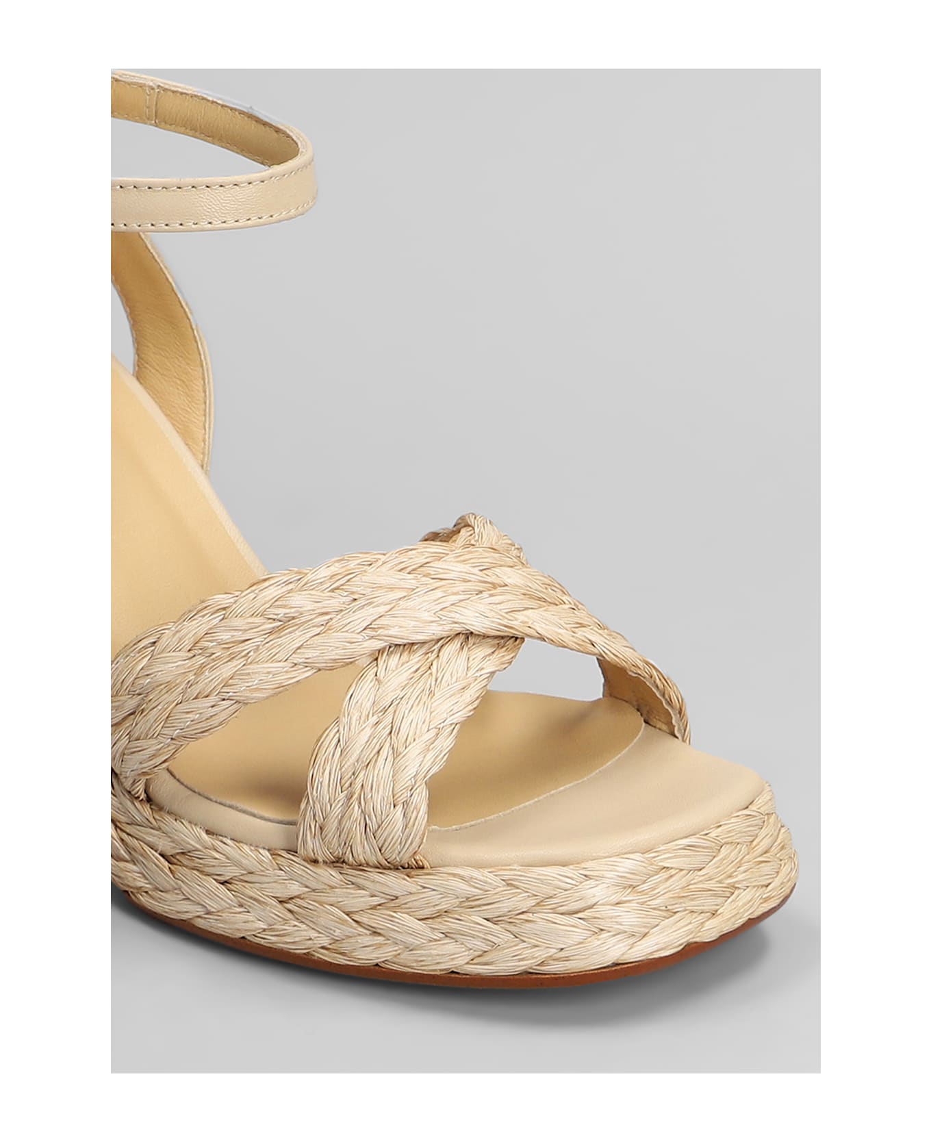 Castañer Valeriette-258 Sandals In Beige Leather And Fabric - beige