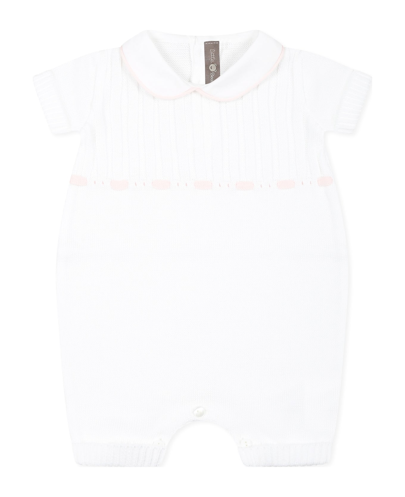 Little Bear White Romper For Baby Girl - White
