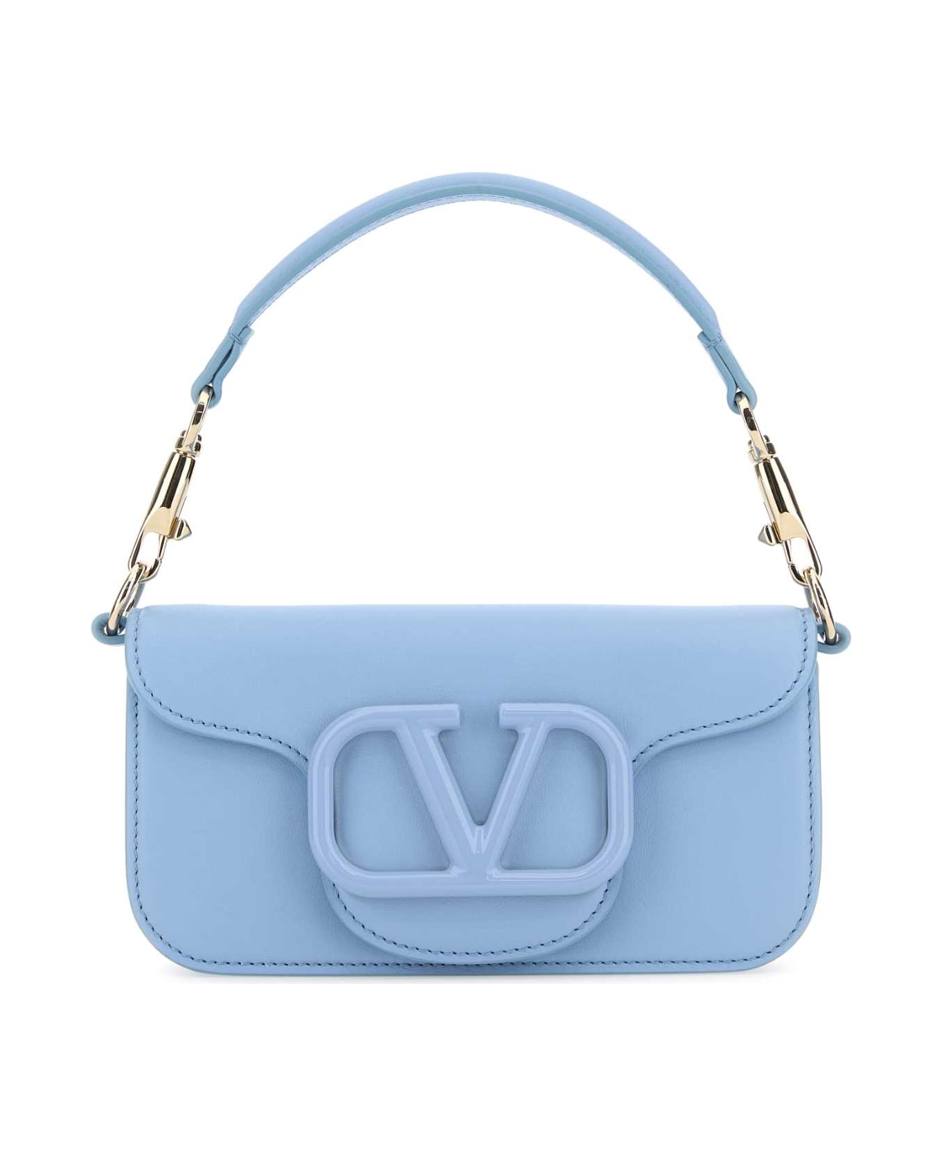 Valentino Garavani Light Blue Leather Locã² Handbag - POPELINEBLUE