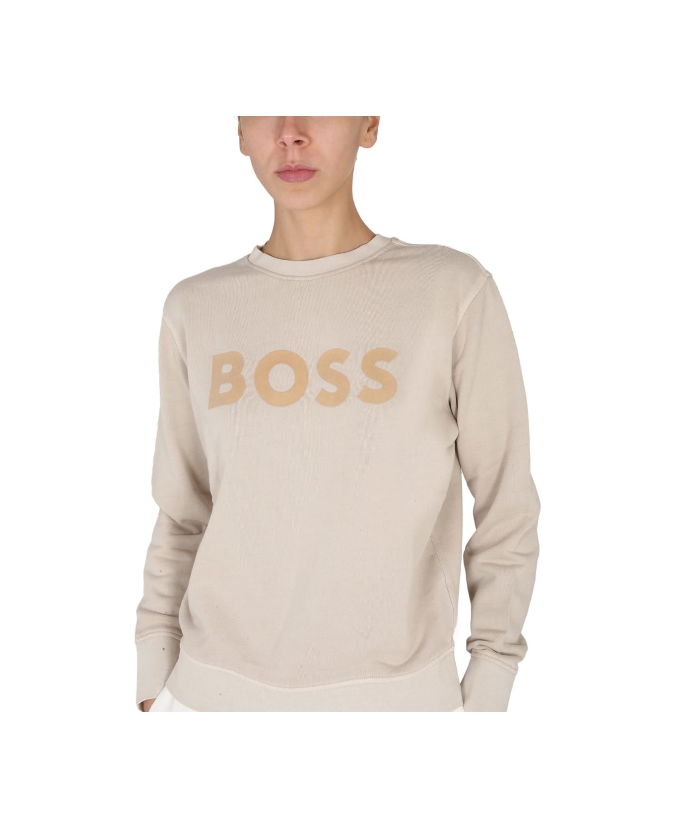 Hugo Boss Crewneck Sweatshirt With Logo - BEIGE
