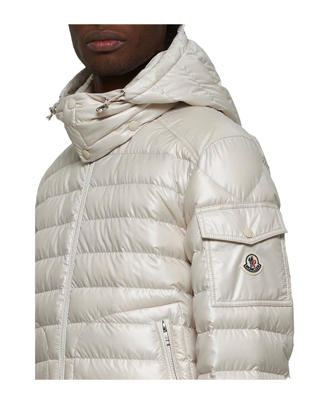 Moncler Lauros Logo Patch Zip-up Hooded Jacket - MULTICOLOUR