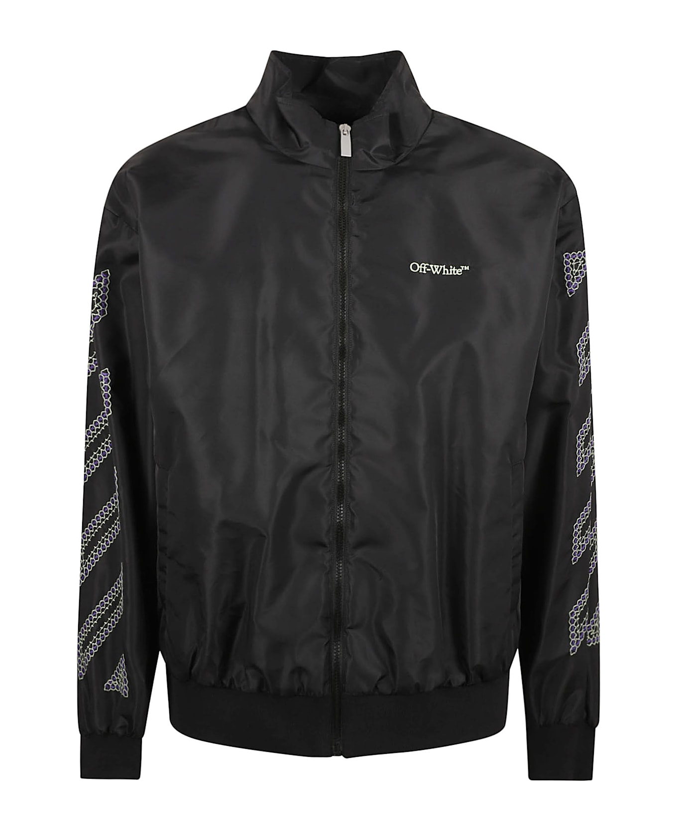 Off-White Diag Outline Faille Track Jacket - Black/Paradise