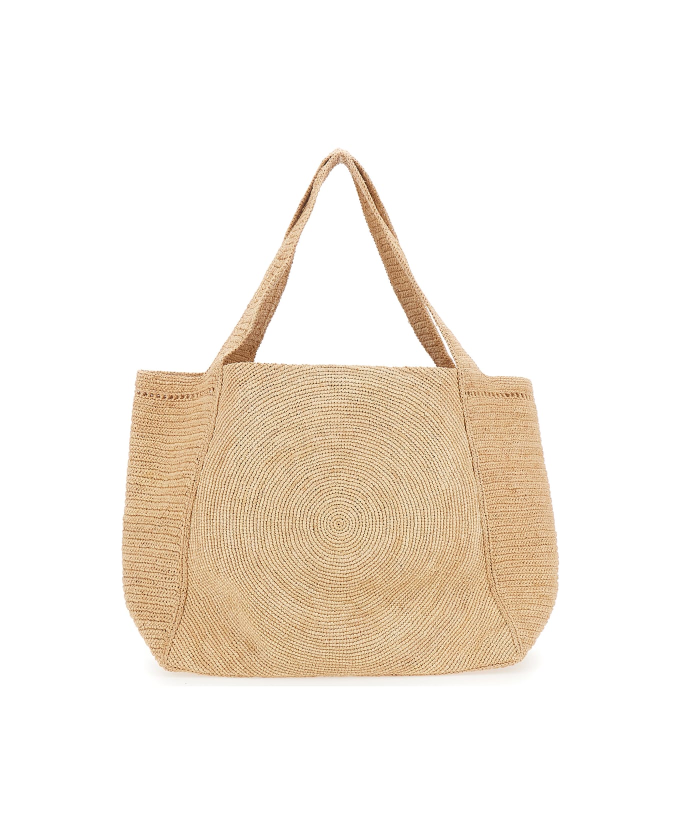 Stella McCartney Beige Tote Bag With Two Top Handles And Logo Embroidery On The Front In Raffia Woman - Beige