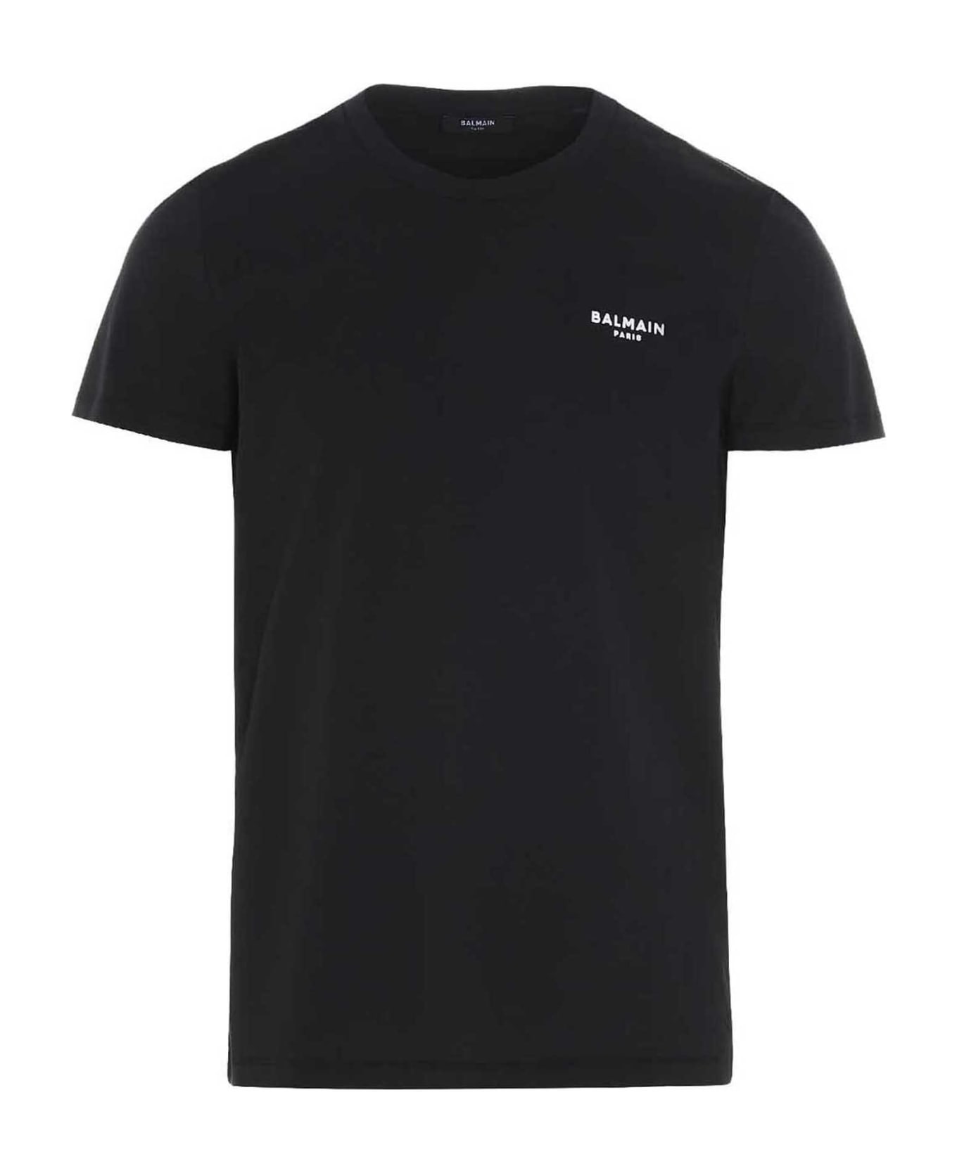 Balmain Flocked Logo T-shirt - White/Black