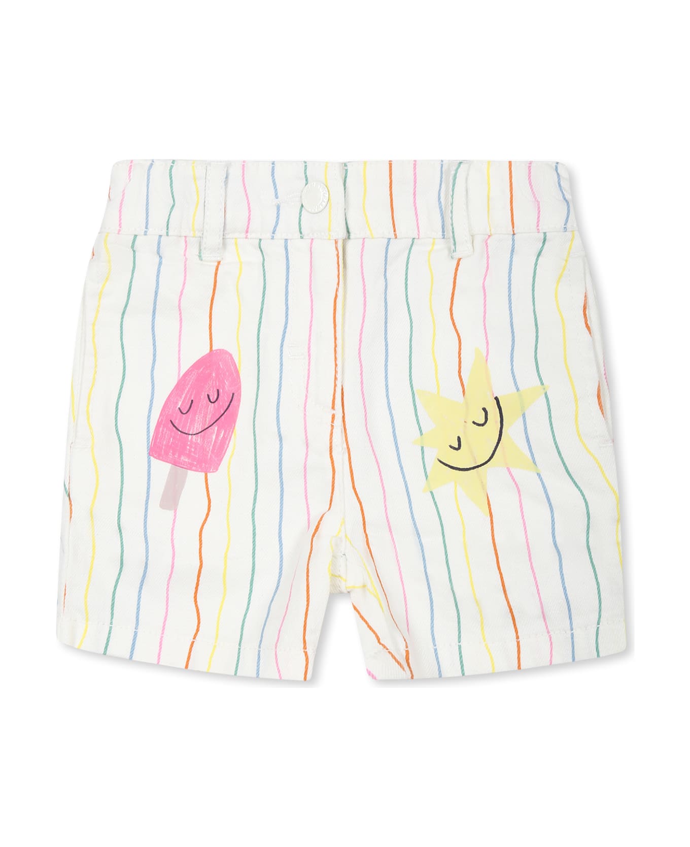 Stella McCartney Kids White Shorts For Baby Girl With Ice Cream - White