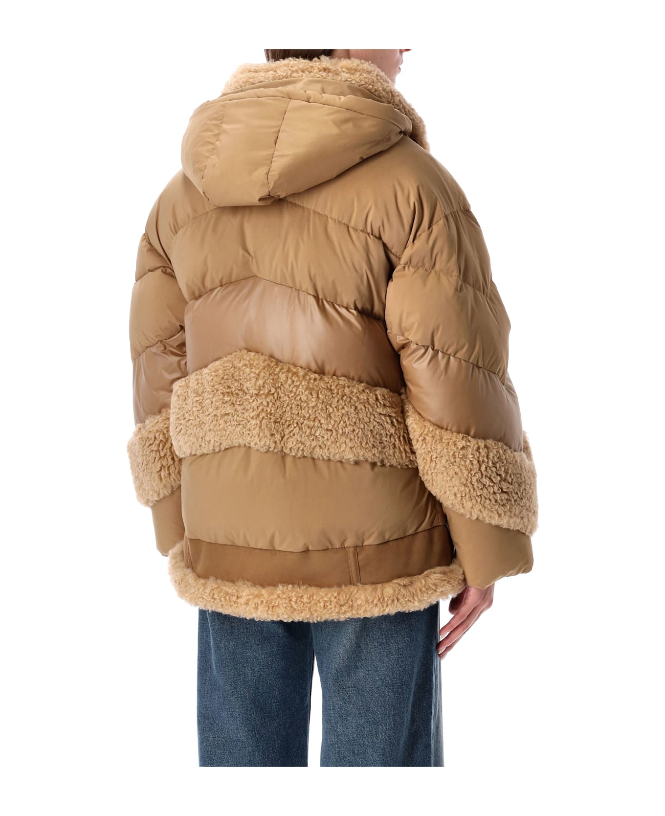 urbancode Camel Short Puffer Jacket With Faux Shearling - CARAMEL