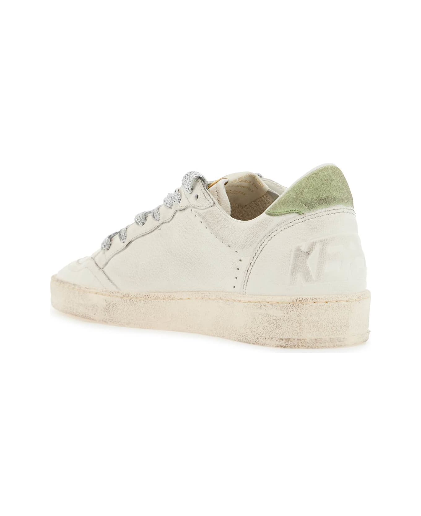 Golden Goose 'ball Star' White Leather Sneakers - WHITE/MOONLIGHT PINK/NILE GREEN (White)