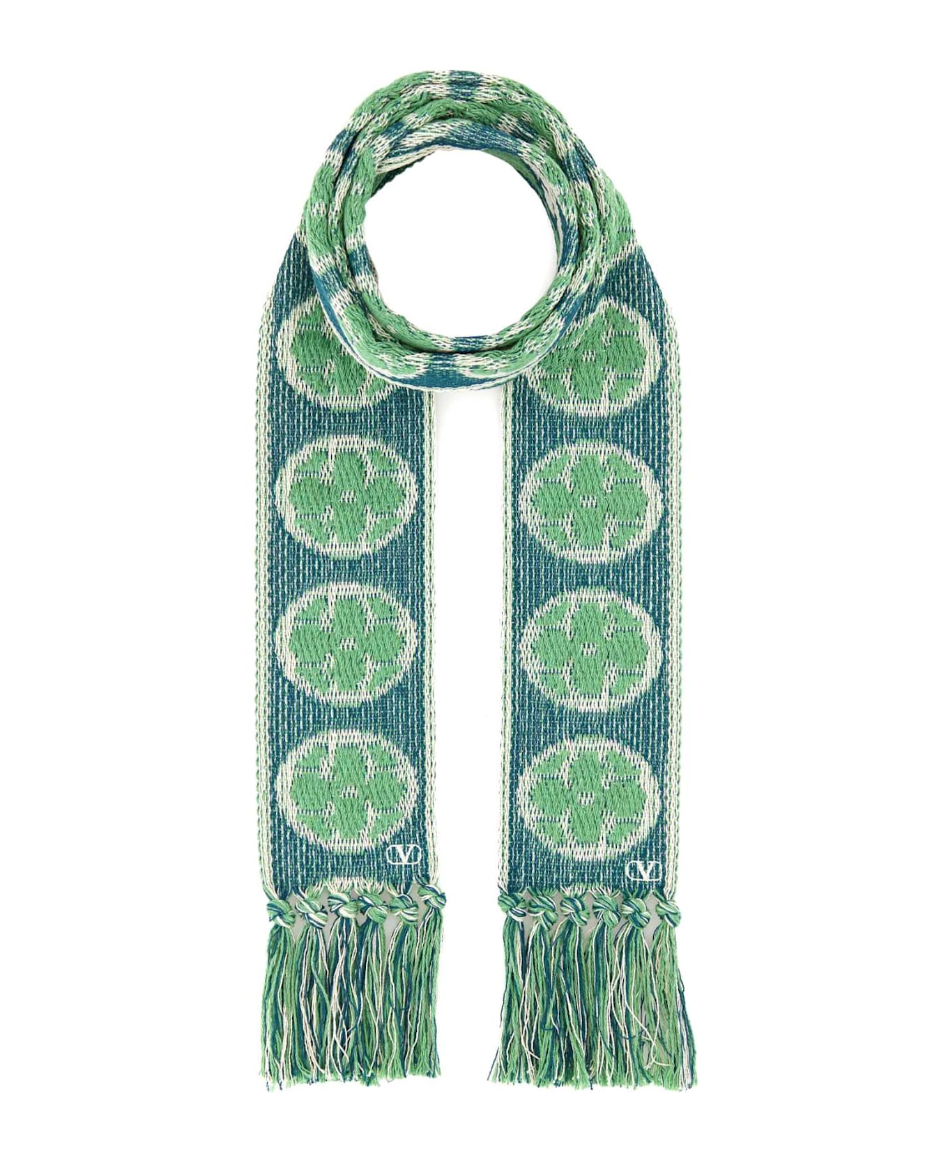 Valentino Garavani Antibes Scarf - AVORIOBLUVERDEACQUA