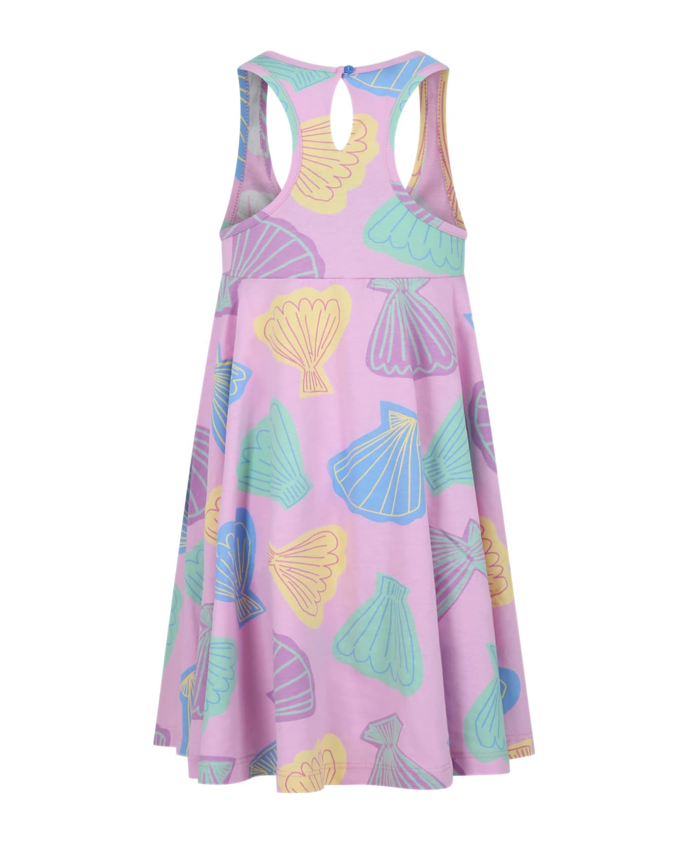 Stella McCartney Kids Pink Dress For Girl With All-over Multicolor Print - Pink