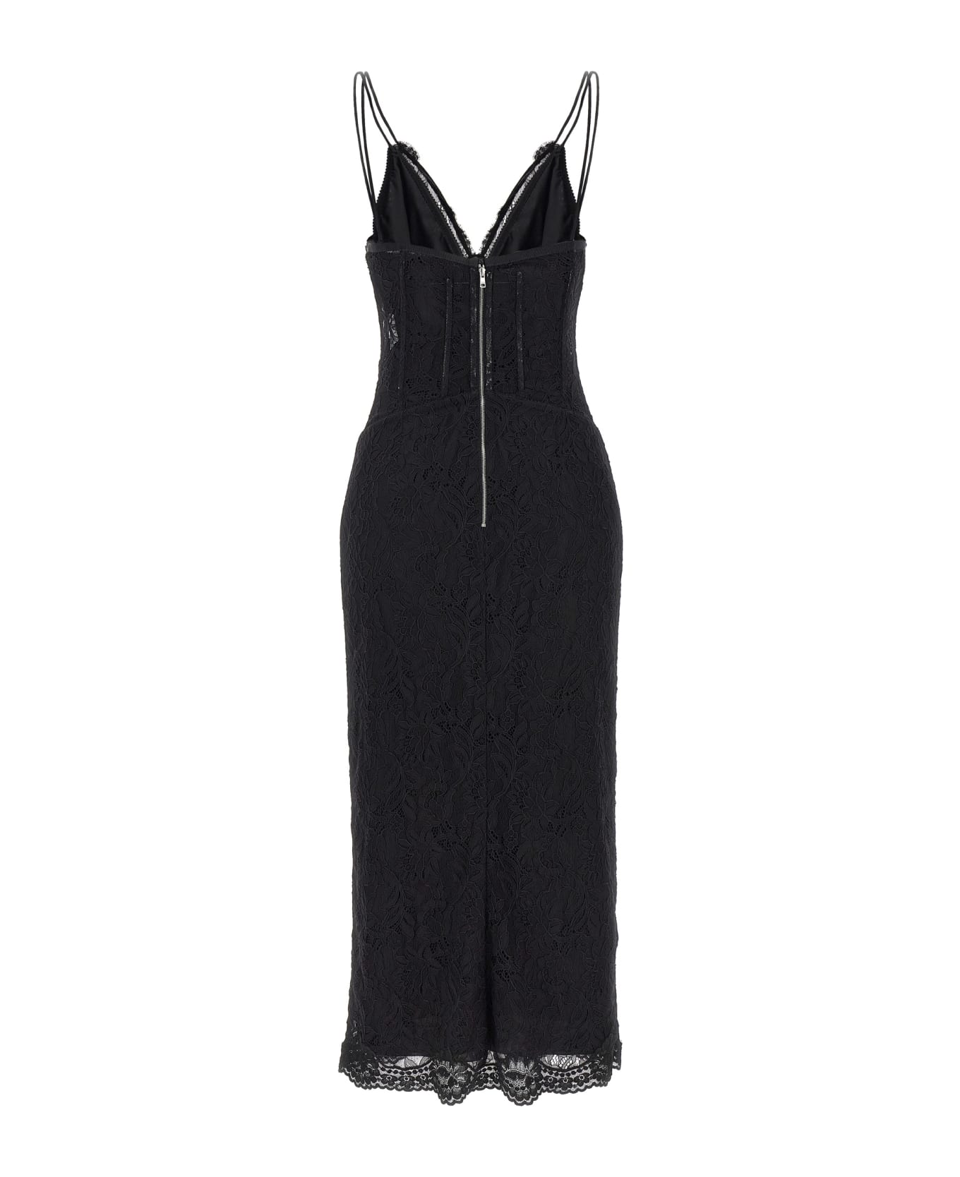 Dolce & Gabbana Lace Longuette Dress - Black  