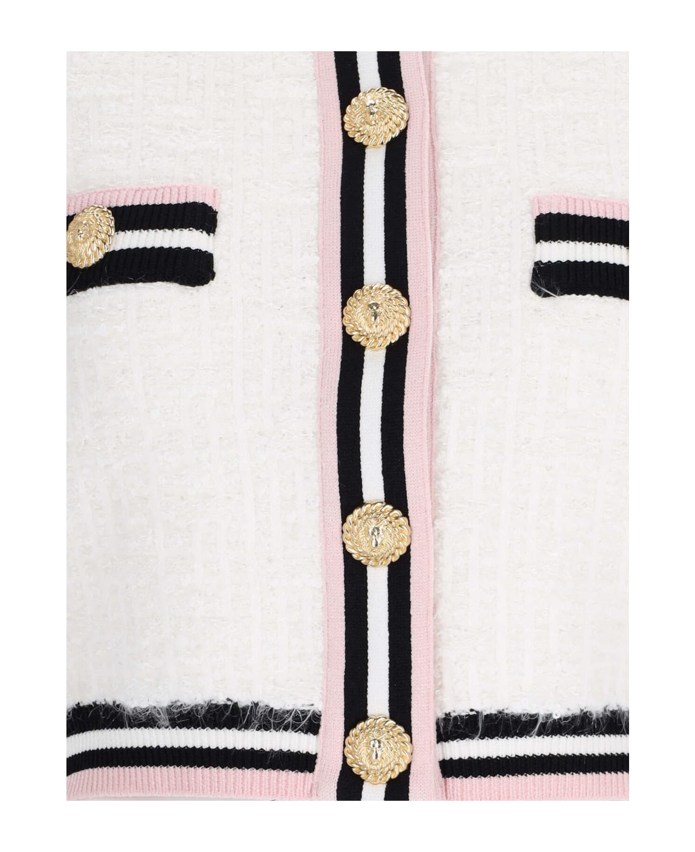 Balmain Knit Cropped Cardigan - White