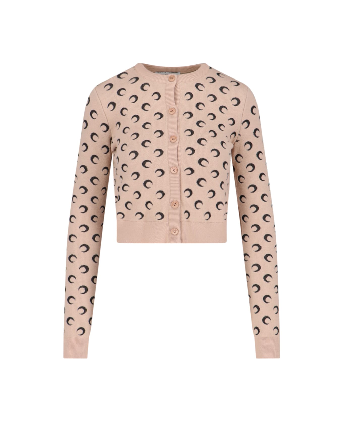 Marine Serre 'moon' Wool Cropped Cardigan - NEUTRALS/BLACK