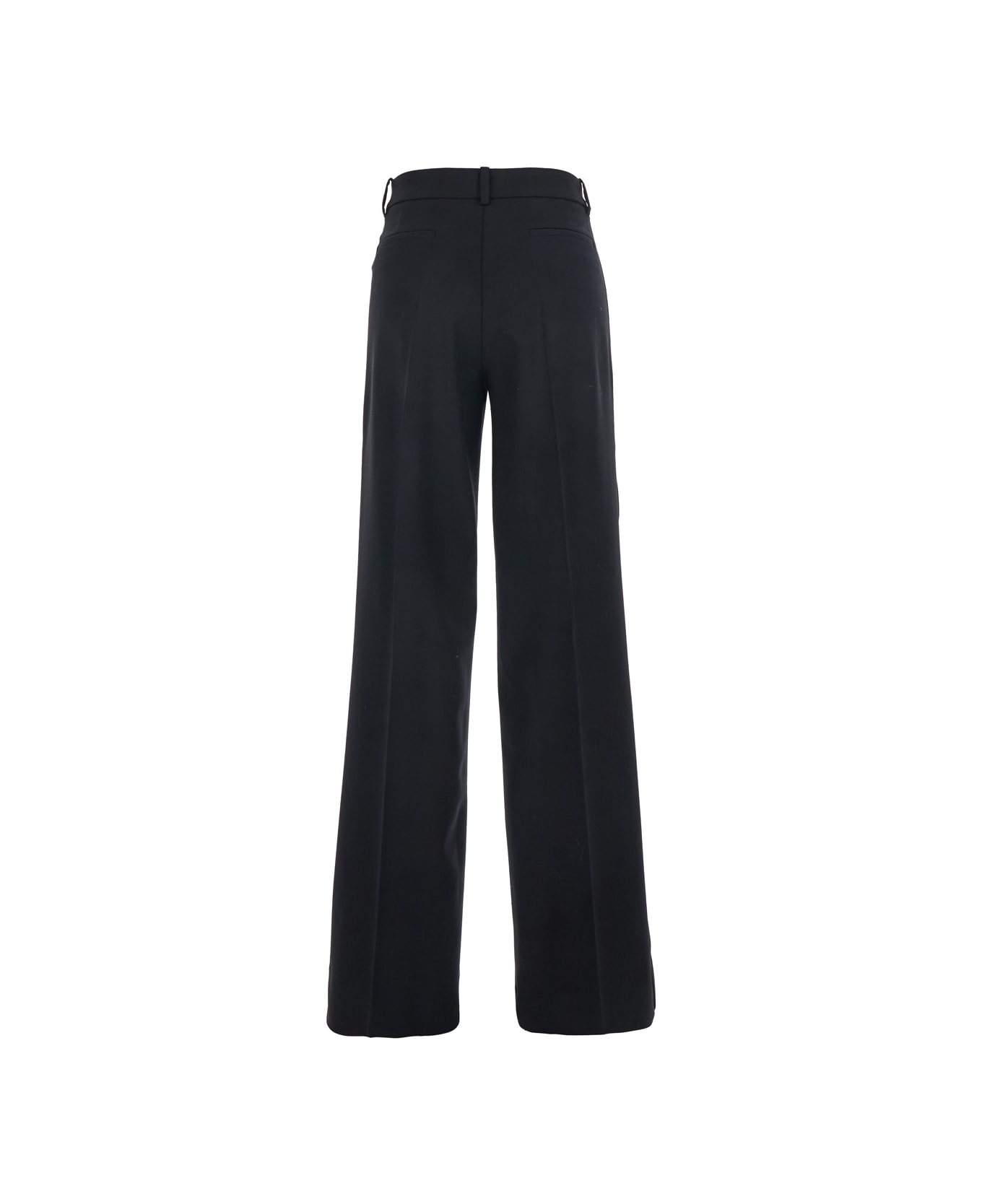 Parosh Black Pants With Wide Leg In Wool Stretch Woman - Black