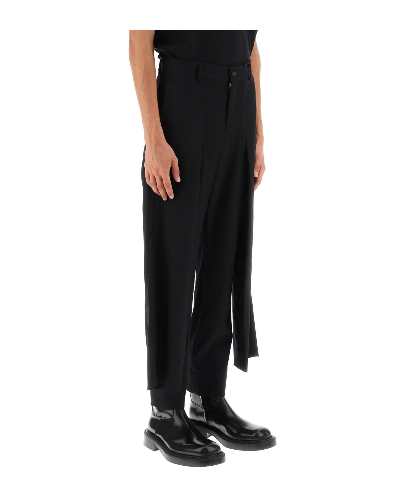 Comme Des Garçons Homme Plus Pants With Hip Panels - BLACK BLACK (Black)